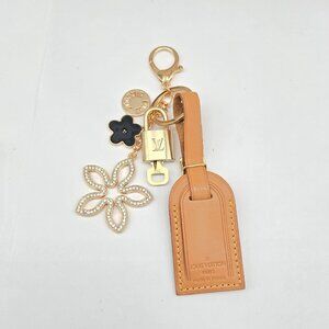 Authentic Louis Vuitton Luggage Nametag and Gold Padlock with Unbranded Keycharm